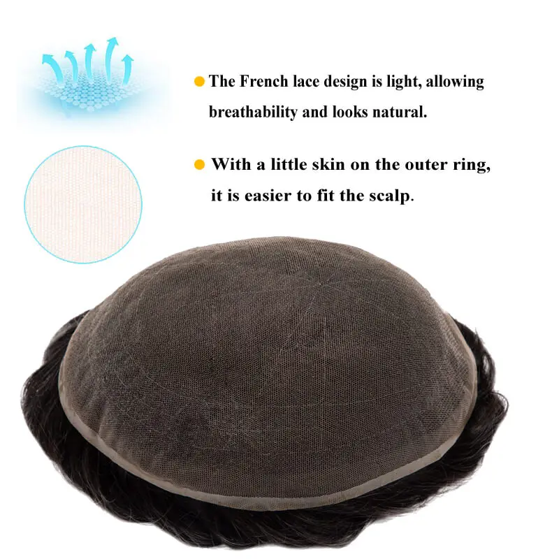 Men Toupee Full Lace Base Human Hair Systems Unit Men's Wig Breathable Male Capillary Prothesis Natural Wig For Men