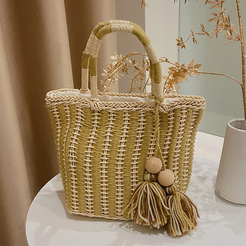 

High-quality Large-capacity Straw Woven Bag2022new Casual Vegetable Basket Woven Portable Bucket Bag Summer Tote Bag Women's Bag