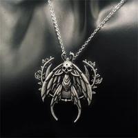 gothic textured wings skull head flying moth pendant necklace fashion personality women metal pendant gift jewelry dropshipping