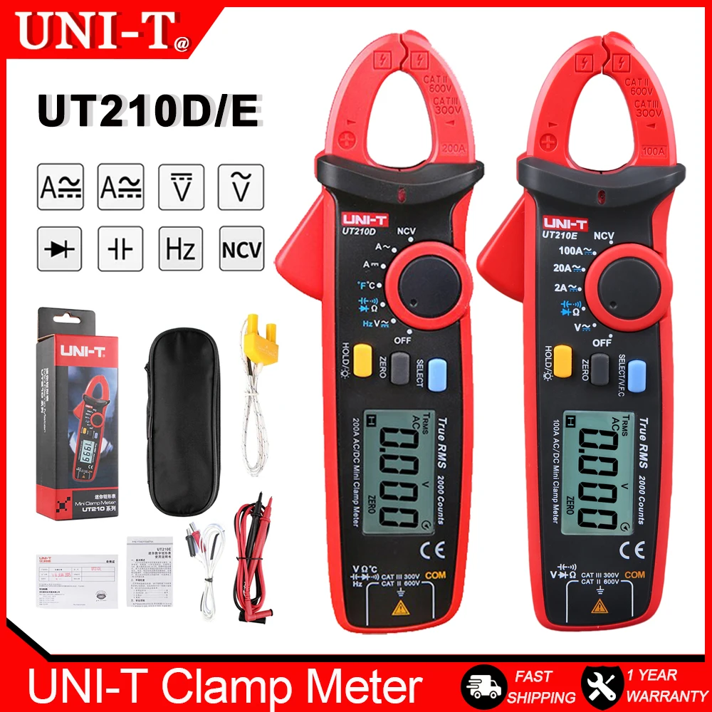 

UNI-T Clamp Meter UT202A UT210D UT210E UT204 Plus Digital Professional AC DC Ammeter Pliers Electrical Tester Multitester