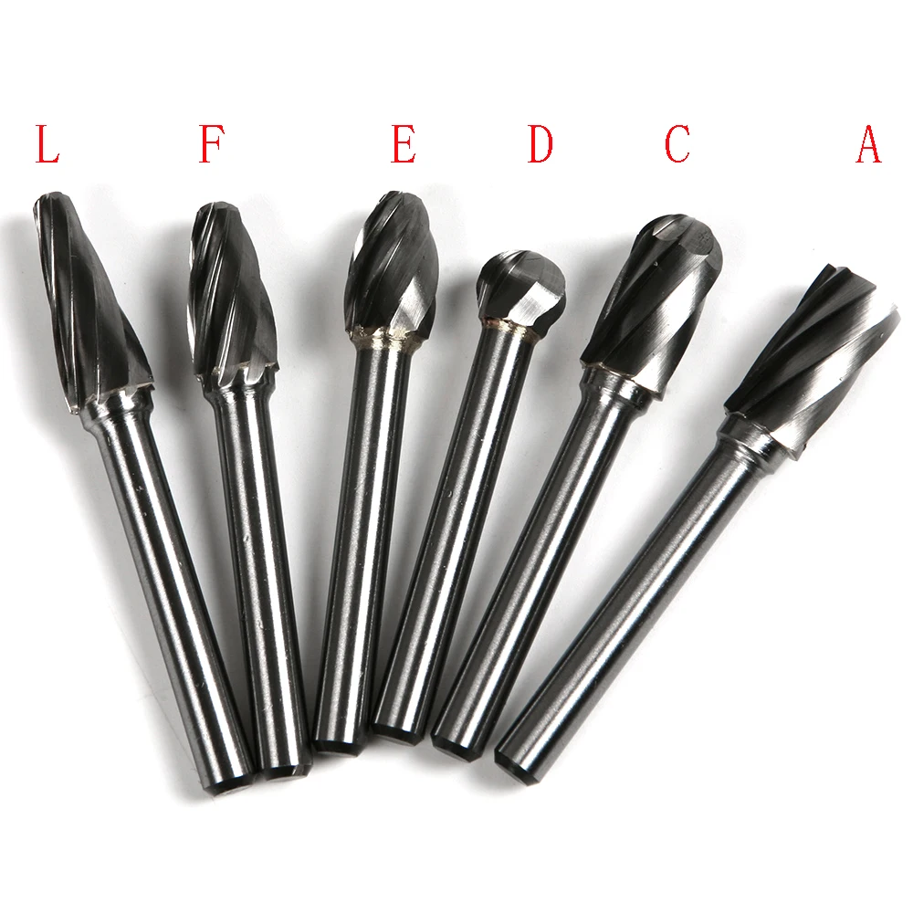 1pc 6*10mm ACDEFL Tungsten Carbide 8 Flutes Rotary Burrs Point File Cutter Drill Bit