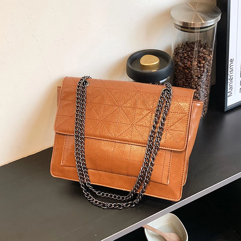 

Women's Bag Leather Shoulder Bag Luxury Designer Chain Crossbody Bags Fashion Handbags Car Stitches Ladies Casual Messenger Bags