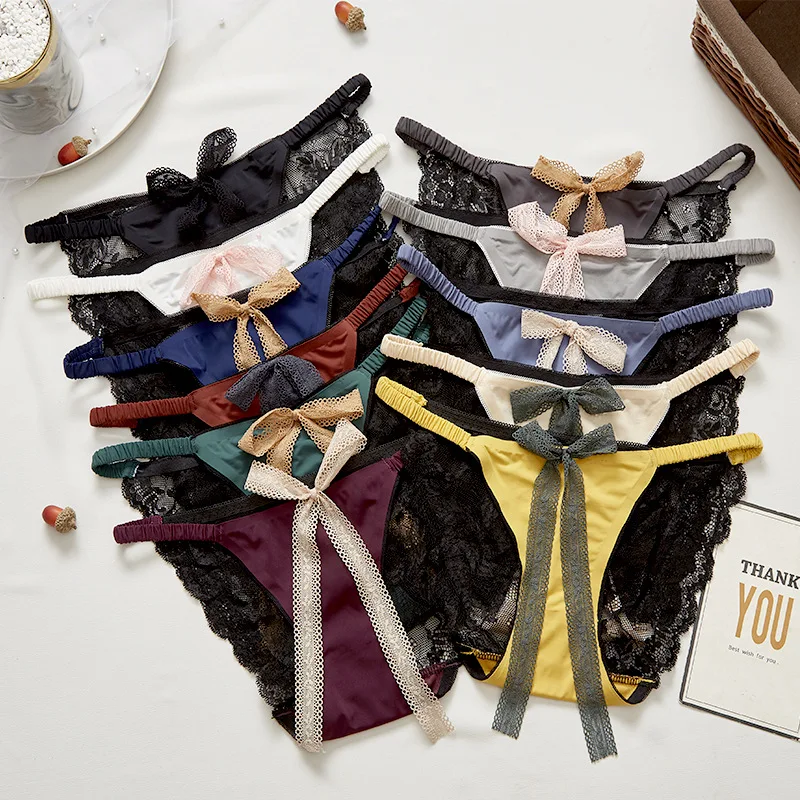 

French Cute Sweet Girl Sexy Ladies Lace Panties Women Low Waist Breathable Thin Band Nylon Women's Briefs Underwear Women Sexy