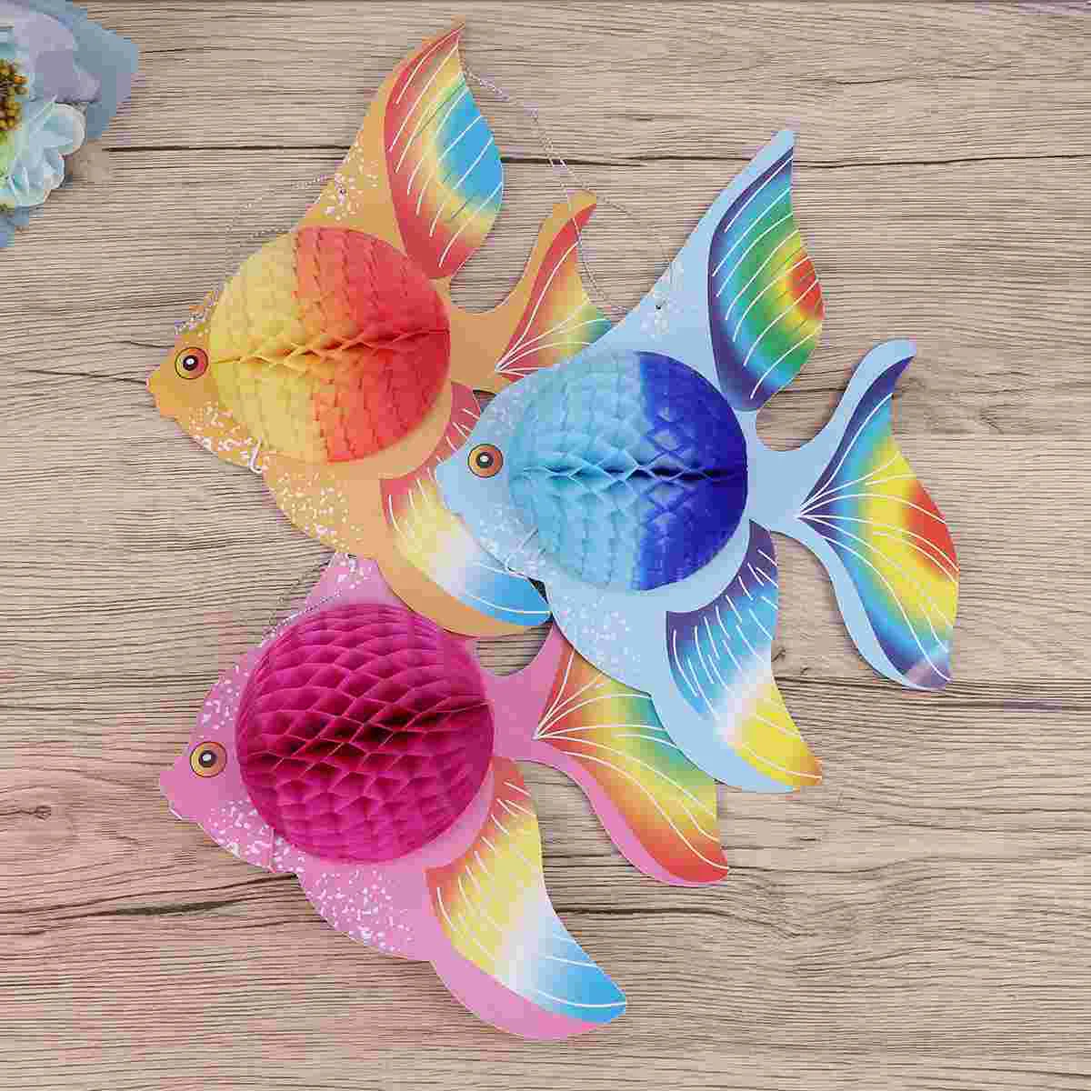 

Fish Decorations Party Paper Hanging Seathe Inflatable Tissue Cutouts Tropical Decoration Honeycomb Creatures Decorative Pompom