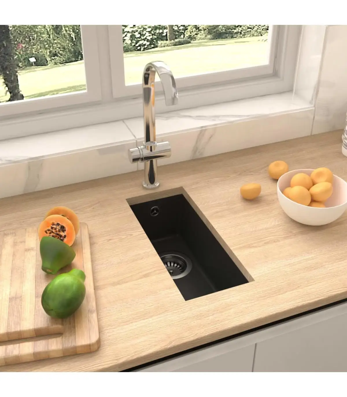 Black granite overflow kitchen sink | Обустройство дома
