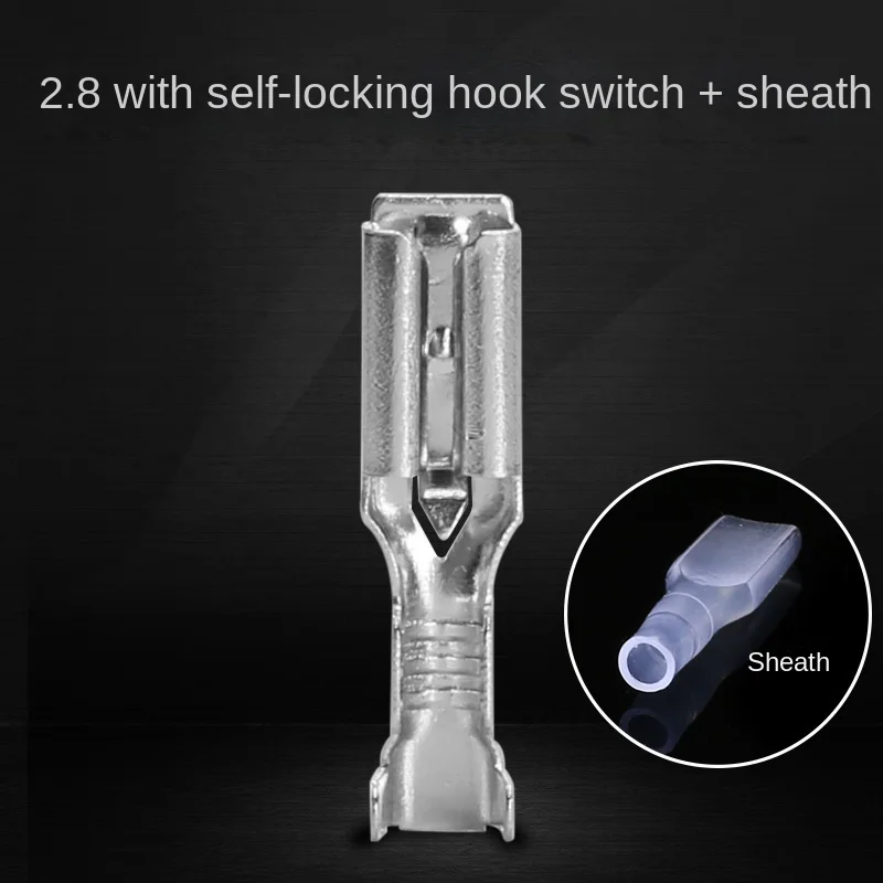 

200pcs =100pcs 2.8mm Faston Crimp Terminal Connector +100pcs Transparent Sheath Inserted Spring Self-locking Plug Insulator