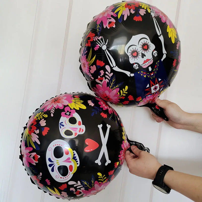 Воздушные шары из алюминиевой фольги 5 шт. 18 дюймов с круглой головой скелета