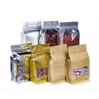 50pcs tea bags aluminum foilkraft paper stand up ziplock bag resealable storage packaging pouches food dried fruit sealed bag