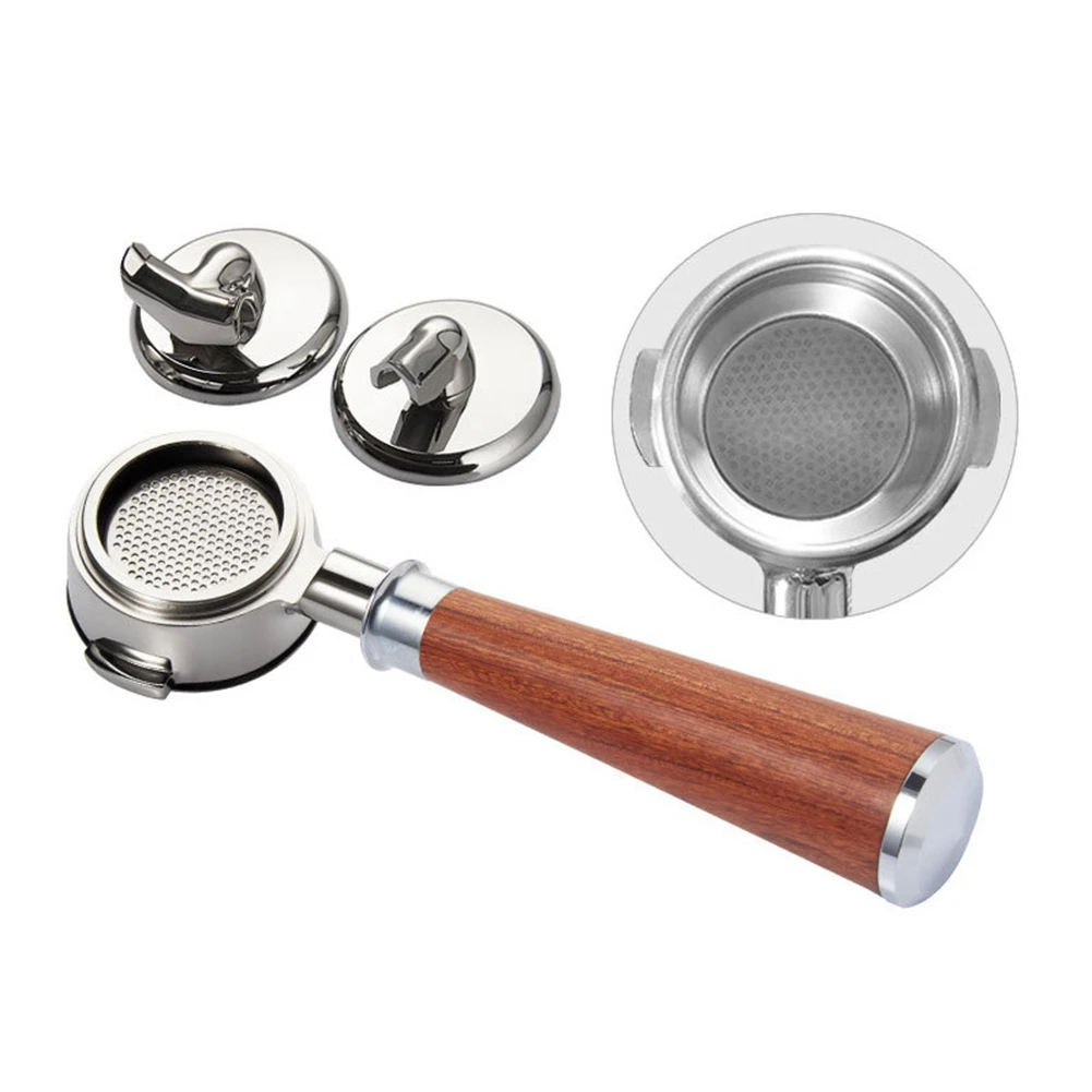 

58MM Stainless Steel Coffee Machine Handle Bottomless Portafilter 3In1 Universal Wooden E61 Espresso Coffee Tools,A