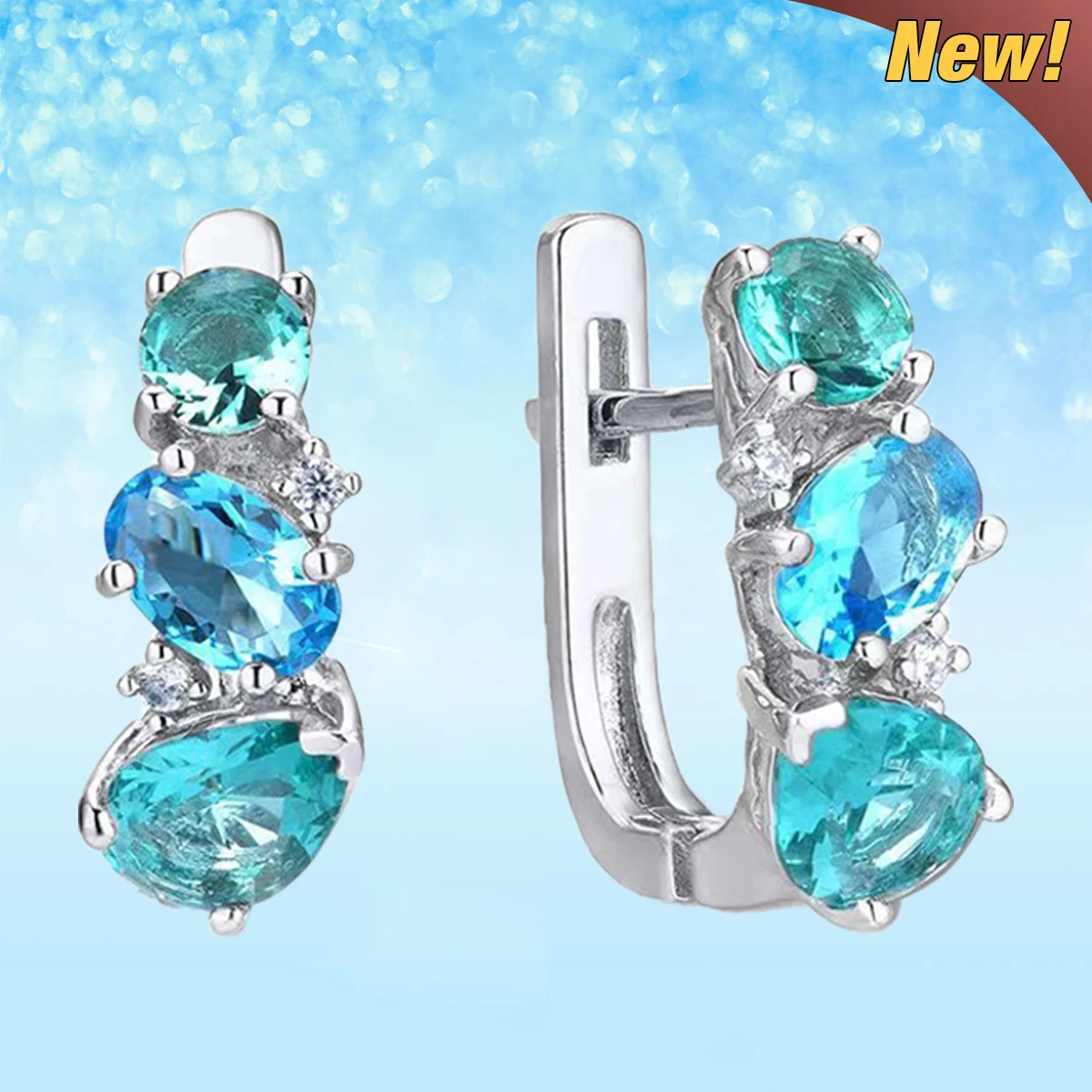 

Accessories for Women Aquamarine Crystal Earrings for Women Aesthetic Bride Wedding Engagement Earrings Anniversary Gift Jewelry