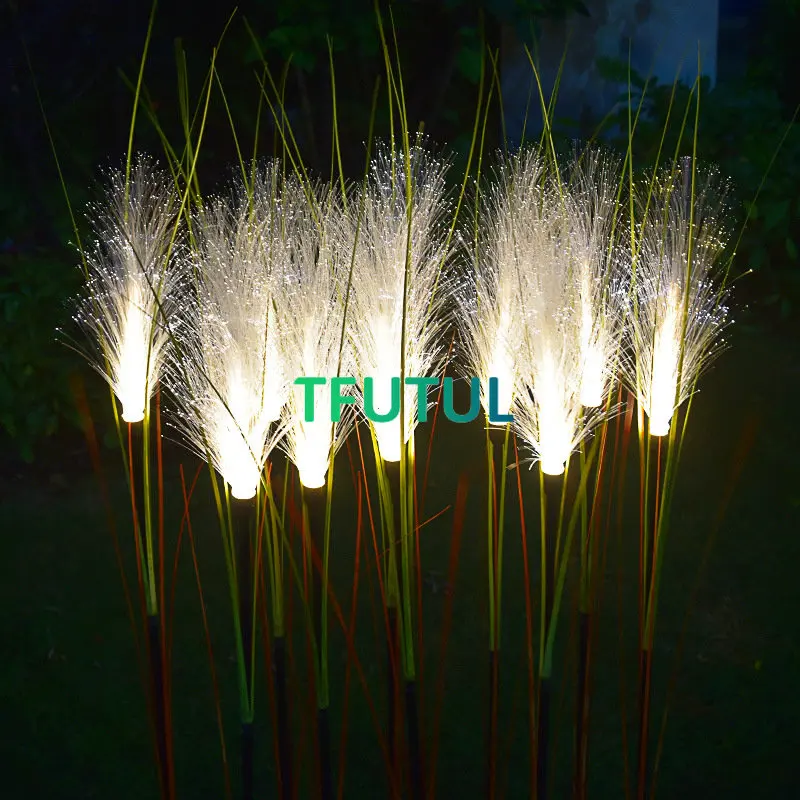 

5 Pcs Solar Reed Lights Outdoor Fiber Optic Light Waterproof Garden Lamp Simulation Landscape Lamps for Summer House and Garden