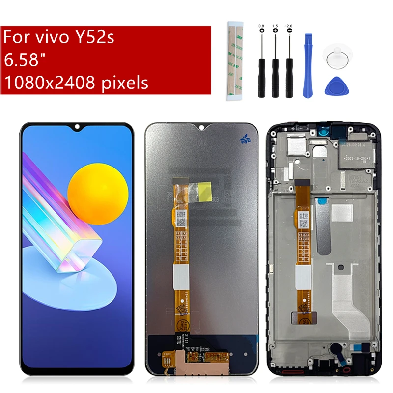 

ЖК-дисплей для Vivo Y52s, дисплей для телефона Y52s с рамкой, сменные детали для ремонта, 6,58 дюйма