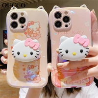 sanrio hello kitty with holder kt cat phone case for iphone 13 12 11 pro max x xs xr 7 8 plus phone case xsmax female women girl