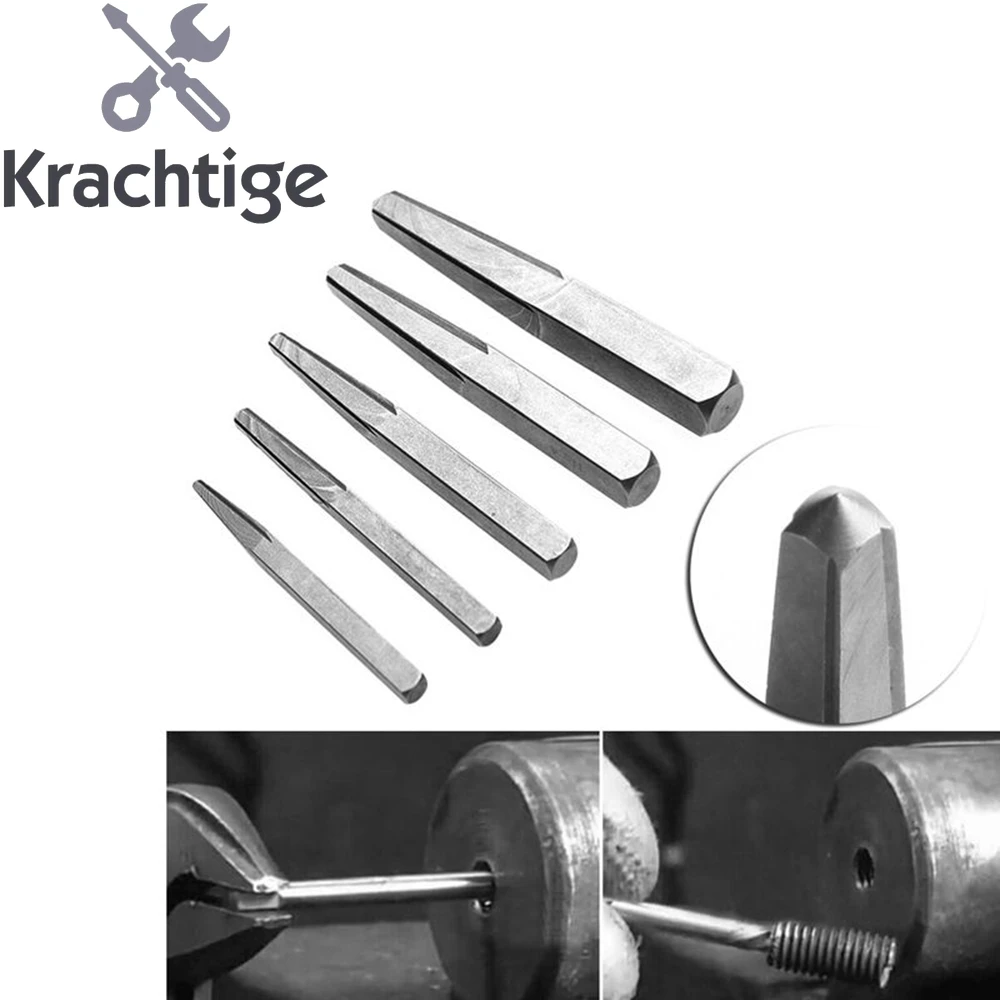 

5Pcs Drill Bit Set Square Broken Head Screw Removal Tool Bolt Screw Extractor Breaker Screw Remover Stripping Tool Guide Set