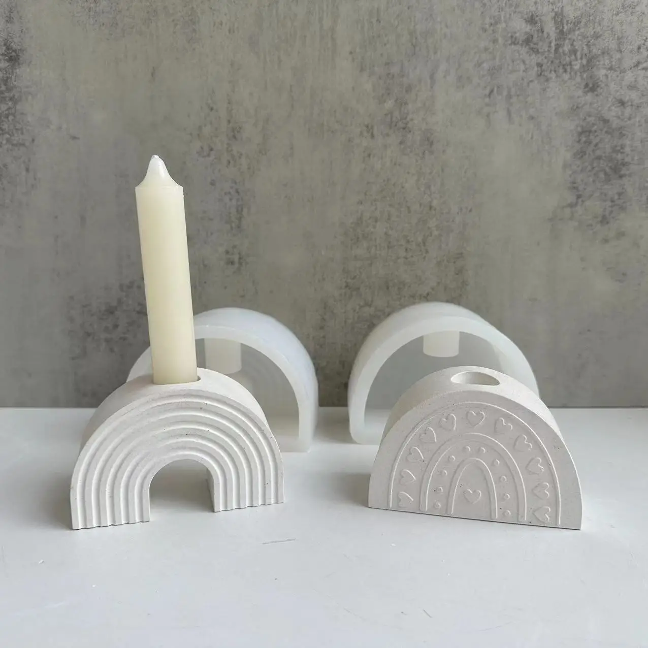 

Candle Holder Silicone Molds Rainbow Arch Shaped Candlestick Diy Concrete Plasterrainbow Arch Candle Tray Moulds Home Decor