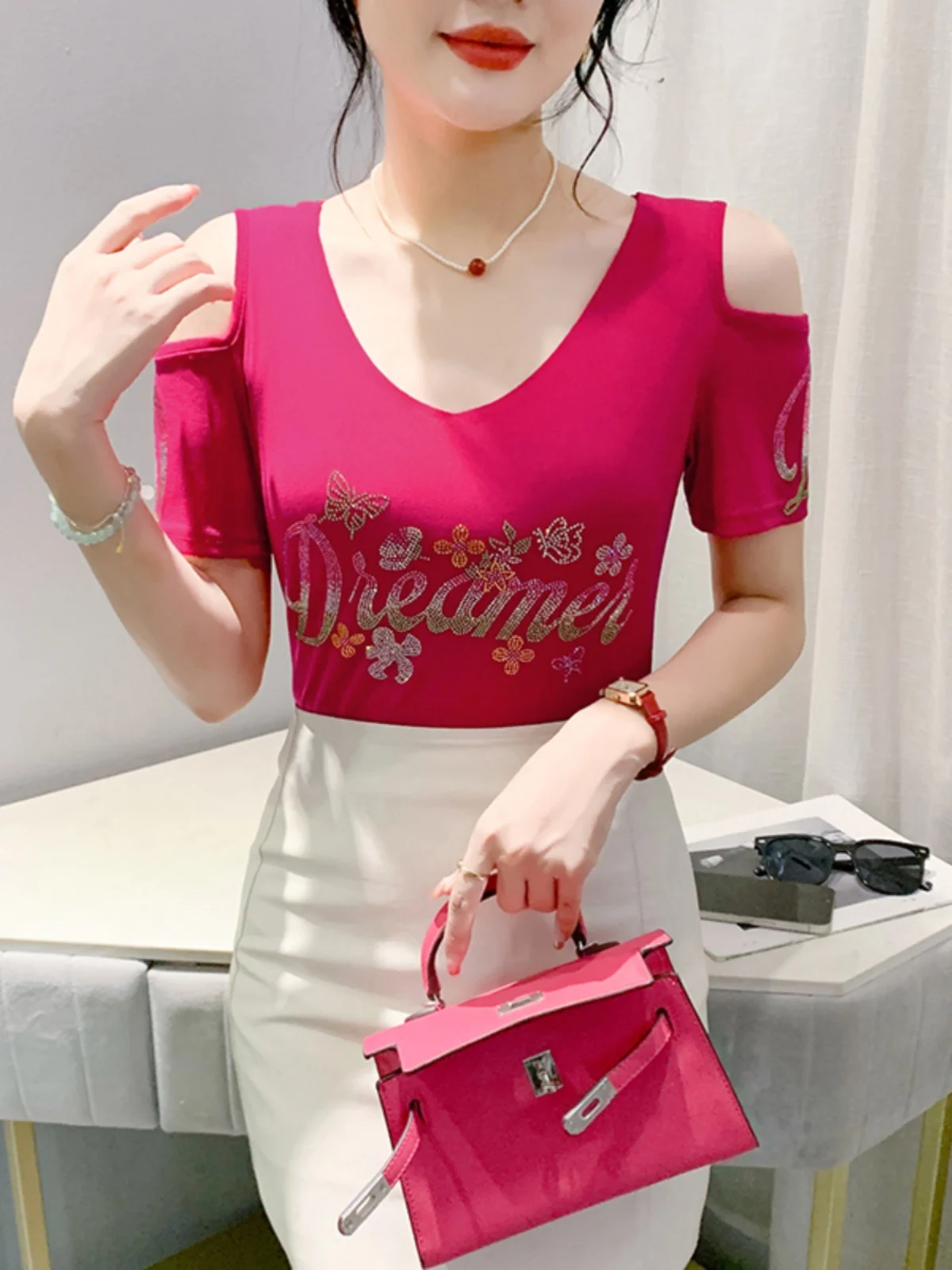 Летняя женская футболка European Goods. Женская двухслойная сетка из ледяного шелка с