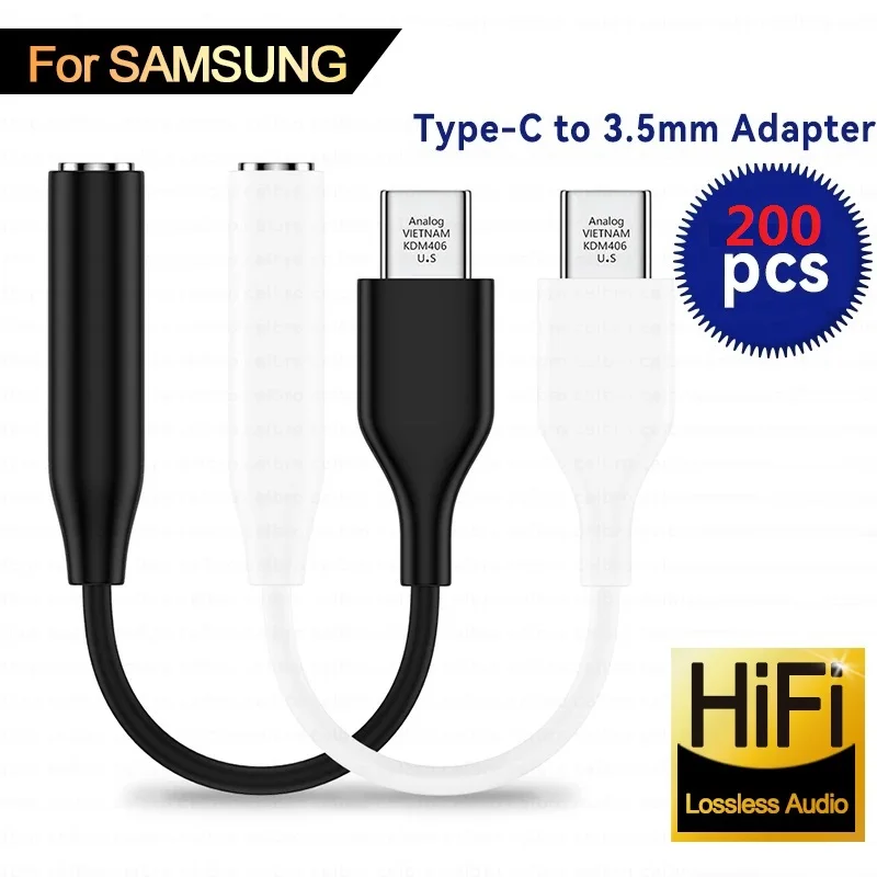 

200pcs Usb Type C To 3.5mm Audio Adapter 3.5 Jack Aux Cable Headphone For Samsung Galaxy S22 S21 Ultra S20 htc lg android phone