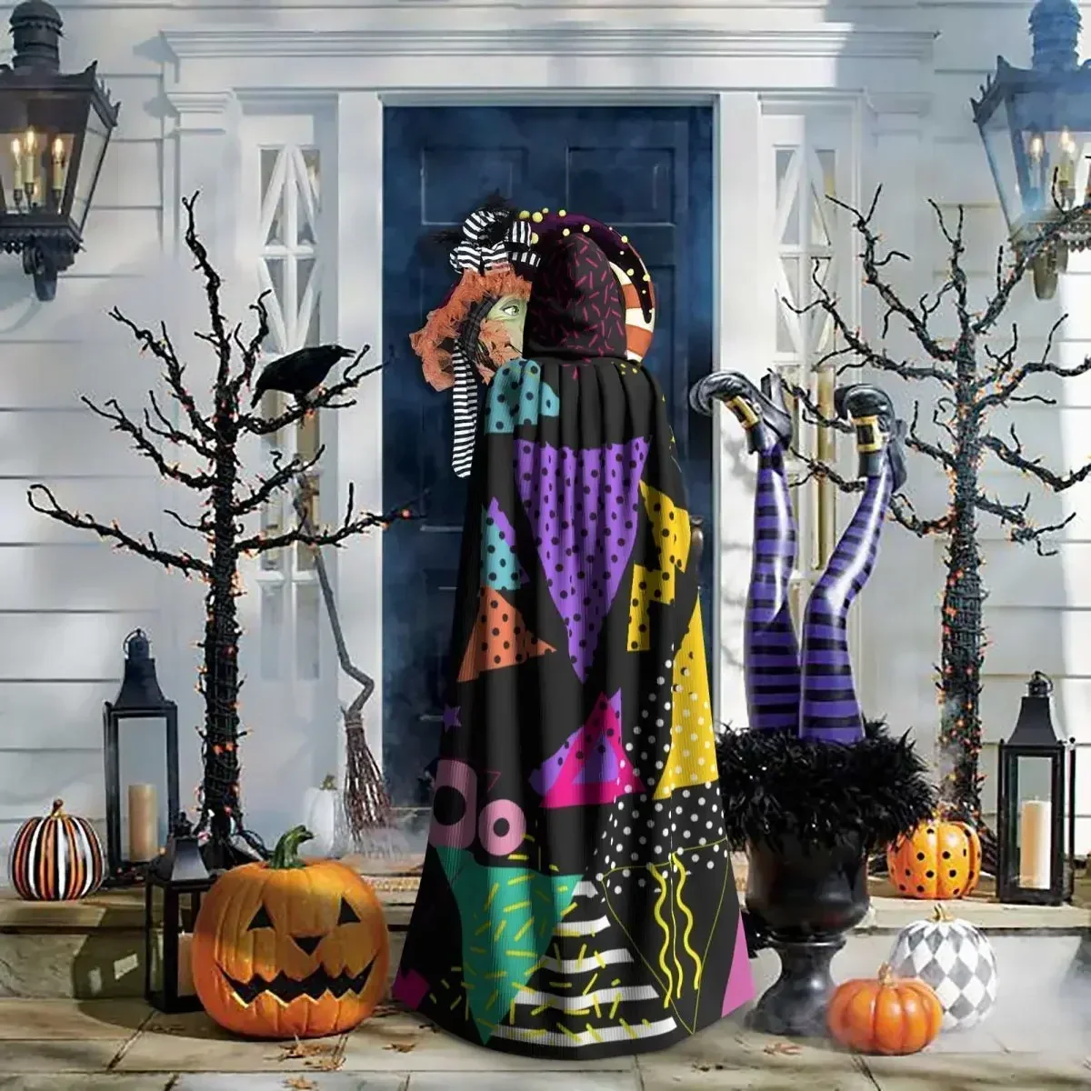 Унисекс ведьма стиль ретро двусторонняя накидка с капюшоном для взрослых