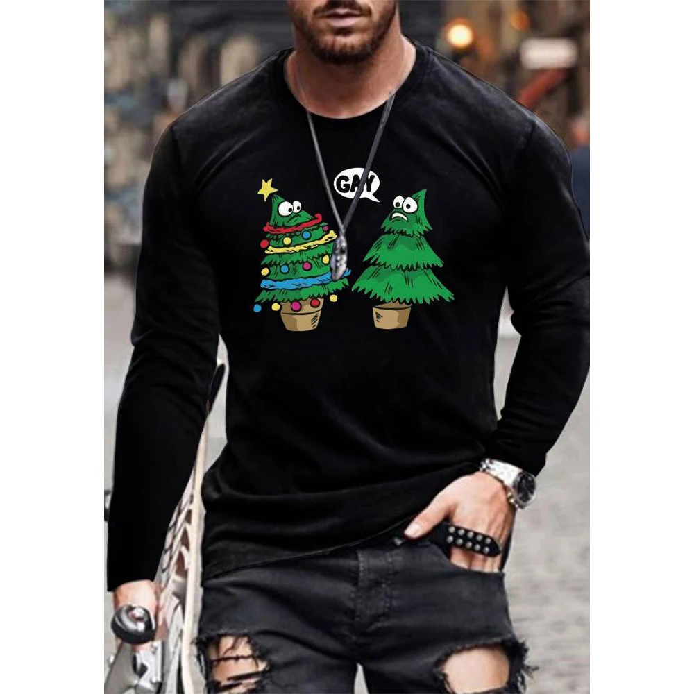 

Rheaclot Мужская Повседневная модная рубашка с длинным рукавом и надписью на тему рождественской елки и геев