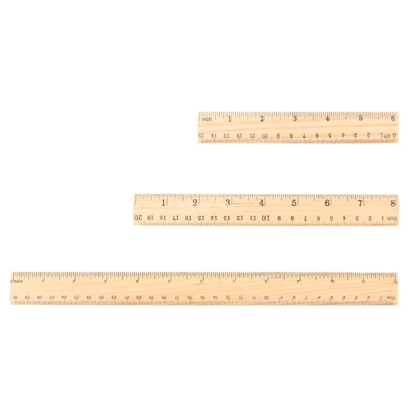 

15cm 20cm 30cm Wooden Ruler Double Sided Children Students Drawing Construction Dropship