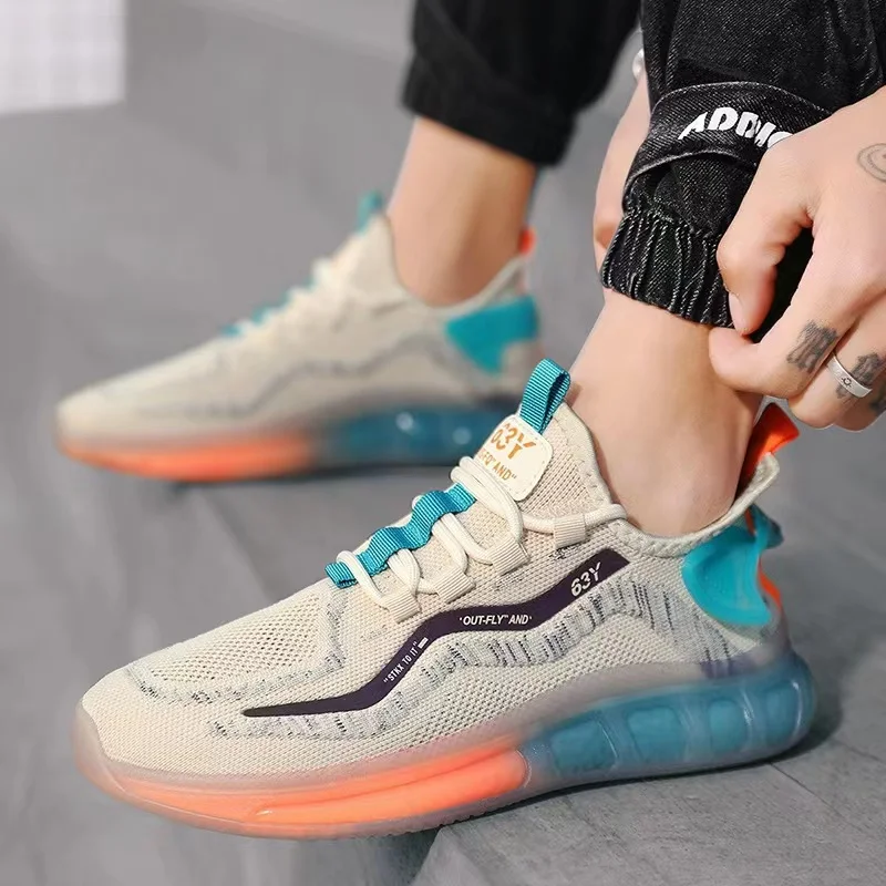 

Модные мужские кроссовки из термоэластопласта, дышащие мужские удобные кроссовки с подкладкой из попкорна, трендовые кроссовки, легкая муж...