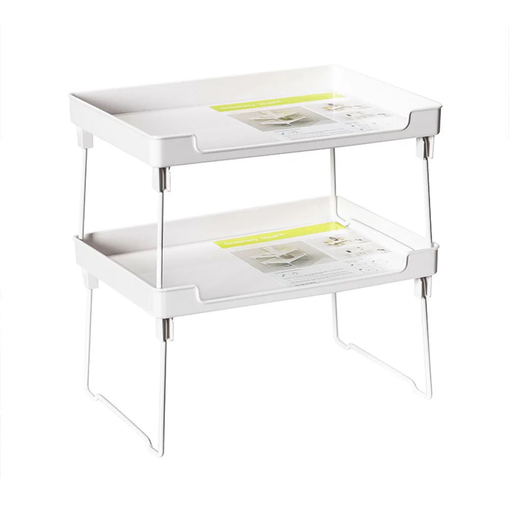 

2 упаковки, органайзер для кухонных шкафов и Прилавок, прозрачные штабелируемые полки для хранения для кухни, ванной, спальни