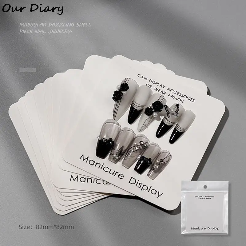 

New 10Pcs Simple Cute Style Nail Packaging Cards Display Storage Press On Nail Art Packaging Card Pink