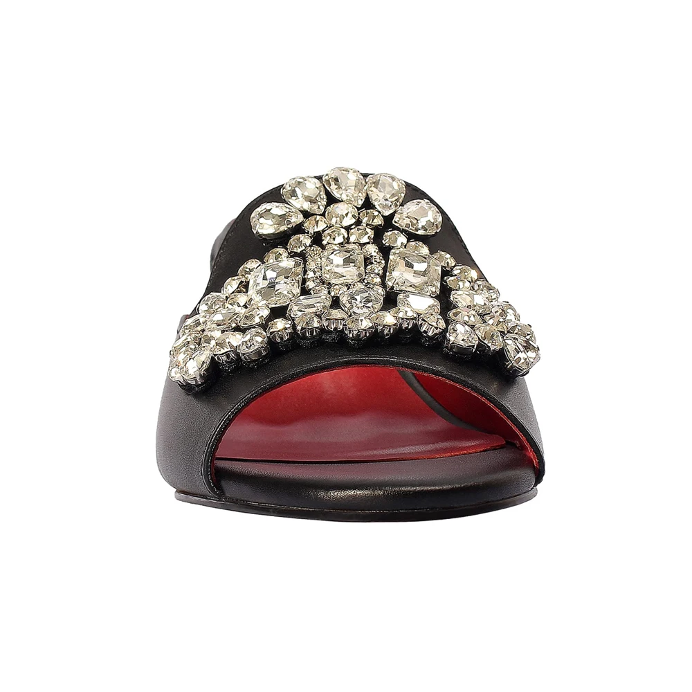 Block heel rhinestones Sandals Shoes for Women 2022 Designer Luxury Mules,Brand Sandals Woman Summer Fashion Style Plus Size 44