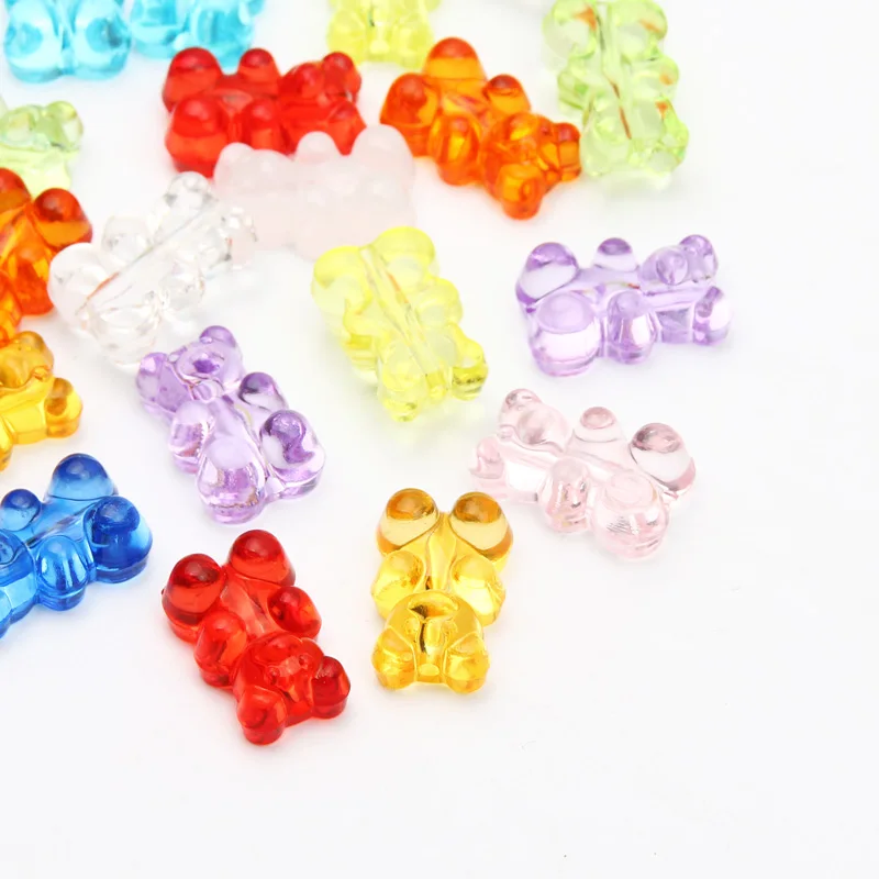 TRANSPARENT 19x12 мм 10 штук цветные кулончики с медвежонками из смолы для создания украшений своими руками на серьги и ожерелье.