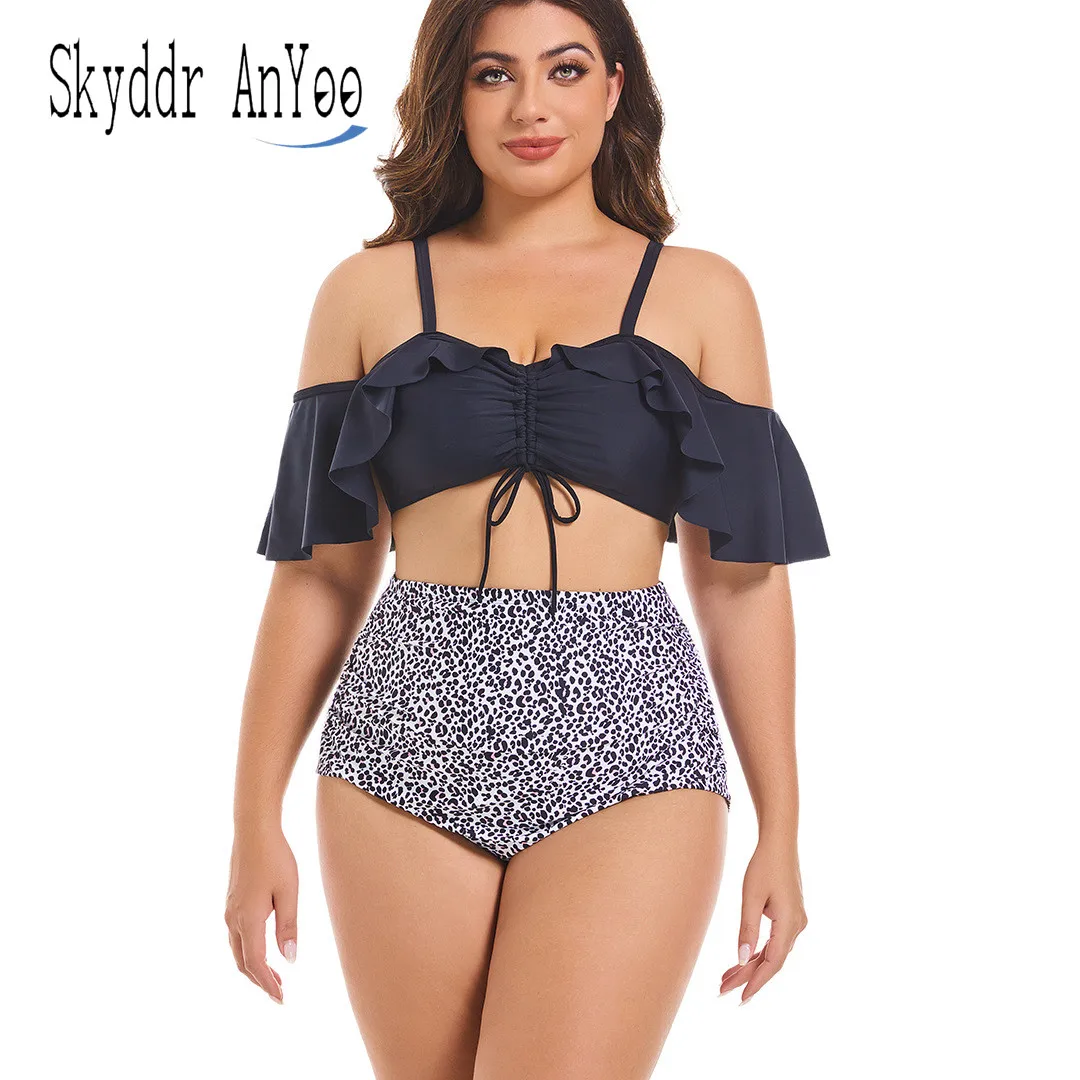 Пляжный отдых комплект бикини больших размеров для женщин купальники с рюшами