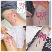4pclot pink bow waterproof tattoo stickers flower arm thigh sexy girl heart cute temporary art gem planet pattern fake tattoos
