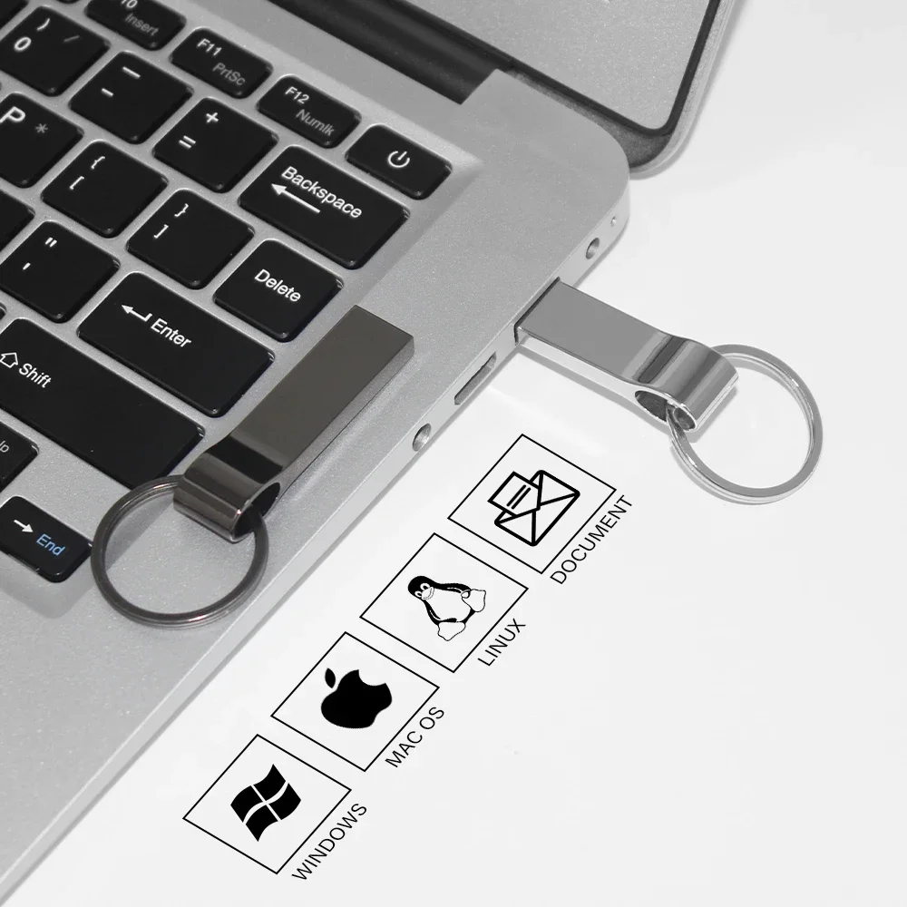 ła pamięć flash USB 3.0 w metalowym pudełku 128 ГБ бесплатный брелок для ключей 64 свисток pendrive 32 srebrny