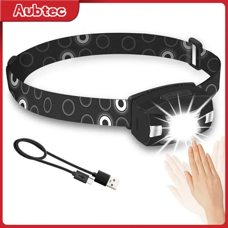 

1pcs Head Led Lamp Strong Light 350LM Inductive Headlight Usb Charging Outdoor Cycling Light Head Flashlight Night Running Light