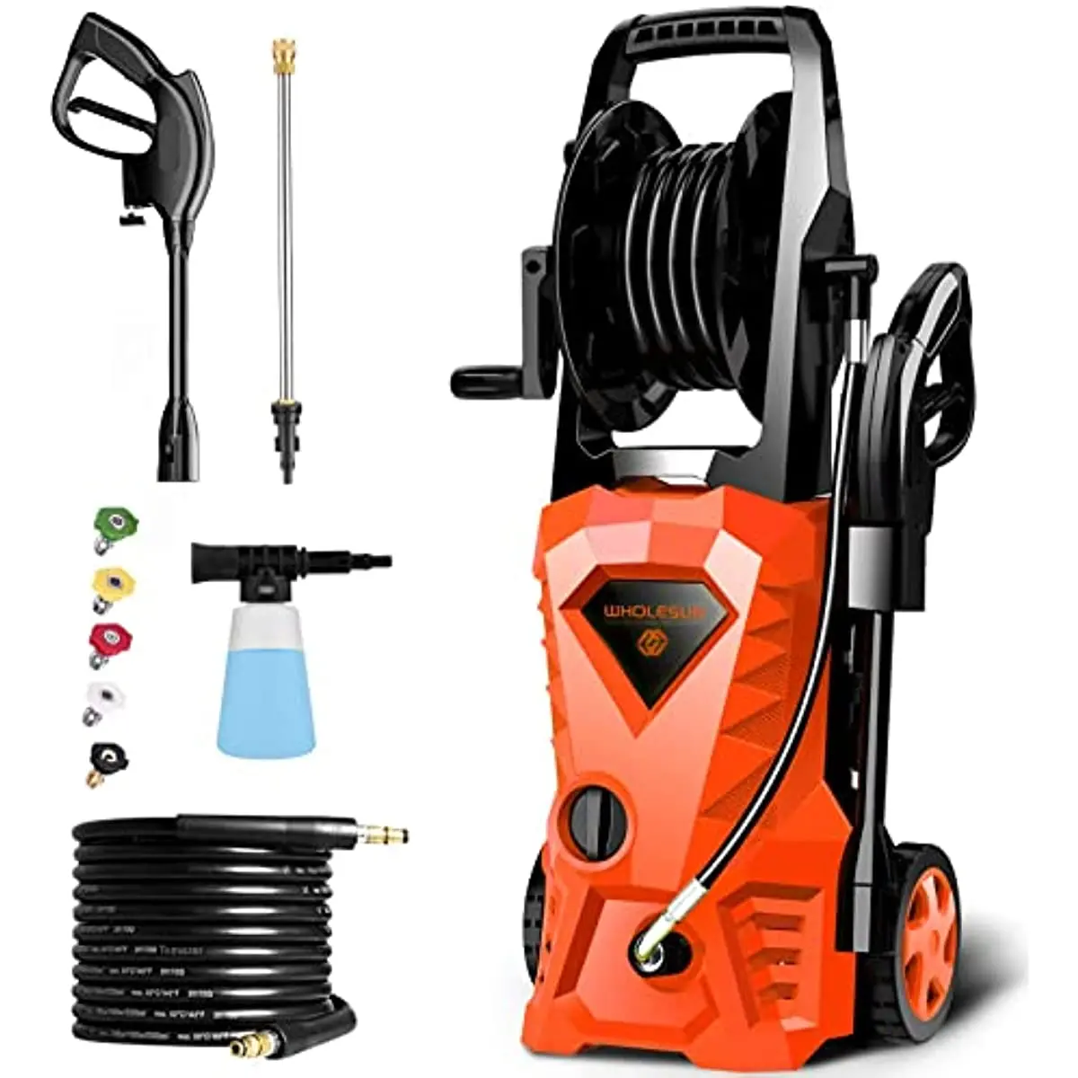 

WHOLESUN WS 3000 Electric Pressure Washer, 1.58GPM 1600W High Power Washer Machine with Spray Gun & 4 Nozzles for Cars