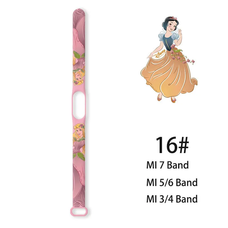 Disney Children Toys Anime Figures Princess Snow White Ariel Rapunzel Mi Band 7/6/5/4/3/nfc Strap Wristband Accessories Gifts images - 6