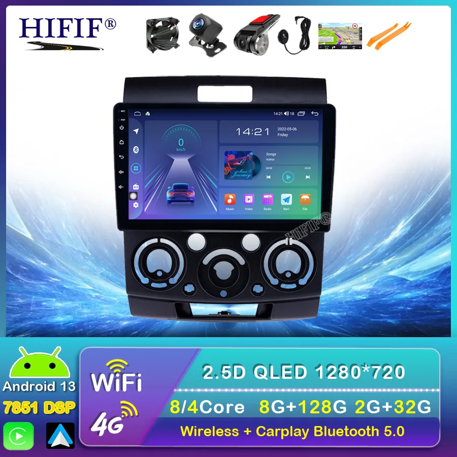 

Автомагнитола 2 Din на Android 13 с 9-дюймовым экраном для Ford Everest Ranger & Mazda BT50 2007 -2011, автомобильный радиоприемник, мультимедийный плеер, Авторадио