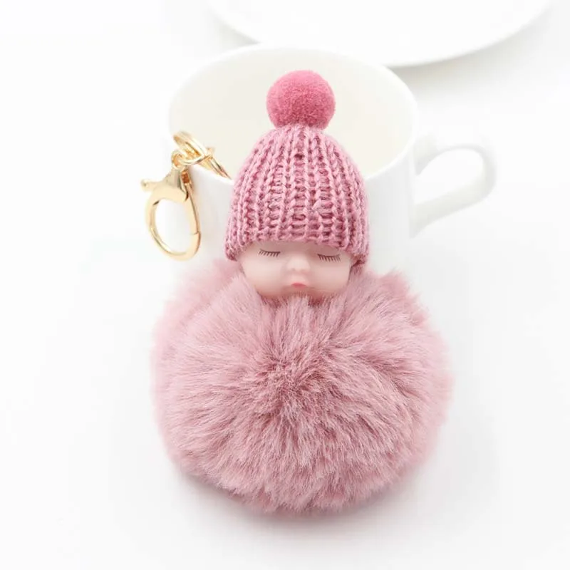 

New KOOROL Sleeping Cute Baby Plush Ball Keychain Cute Plush Doll Keychain Girls' Bag Buckle Fashion Play Pendant