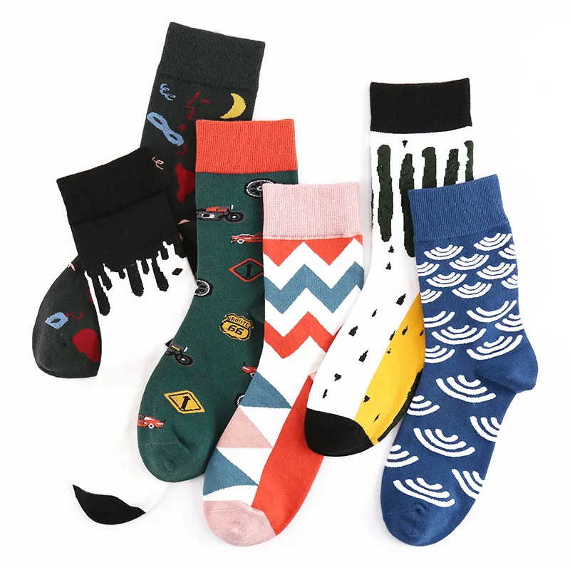 

New fashion animal shark head, whale head, monkey, bear, flower fruit socks, novel pure cotton happy plain socks
