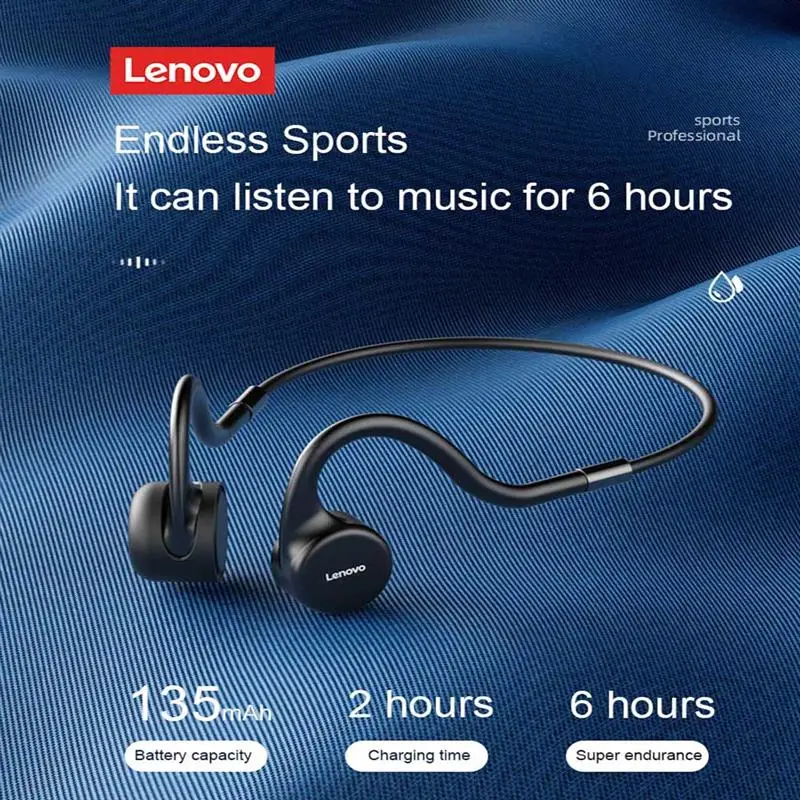 

Спортивные наушники Lenovo X5 с костной проводимостью, Водонепроницаемая Bluetooth-гарнитура IPX8, беспроводные наушники с памятью 8 ГБ и микрофоном