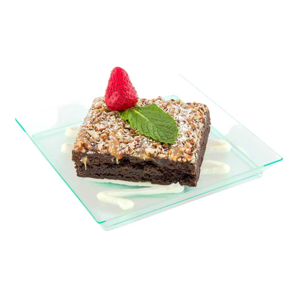 

Promotion - 10/Pack, Home Party Wedding Reuseable Plastic Tableware Supplies, 160mm Transparent Green Square Dessert Plate