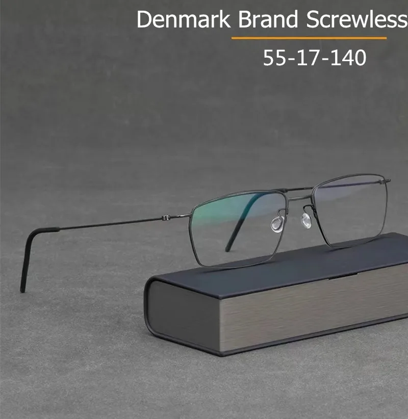 Дания брендовые титановые Безвинтовые оправы для очков мужчин квадратные