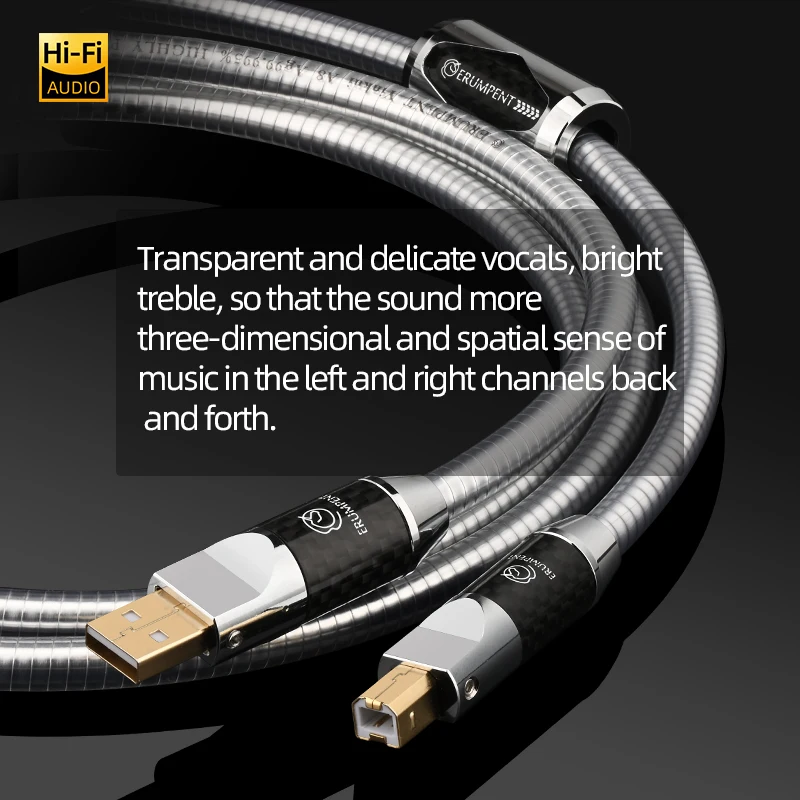 Фото Hi-Fi Pure Silver 2.0 USB-аудиокабель Type-A к AUX-кабелю типа B для автомобильной звуковой карты DAC Тип A-C C-B C-C HiFi USB-кабель №3