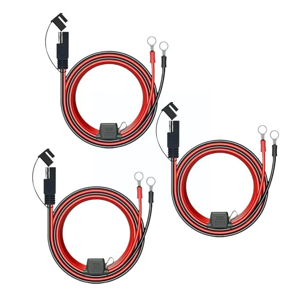 

3pcs 16awg Sae 2 Pin Quick Disconnect To O Ring Terminal Harness Connecters Cord Cable Connector For Battery Charger/mainta C3y2
