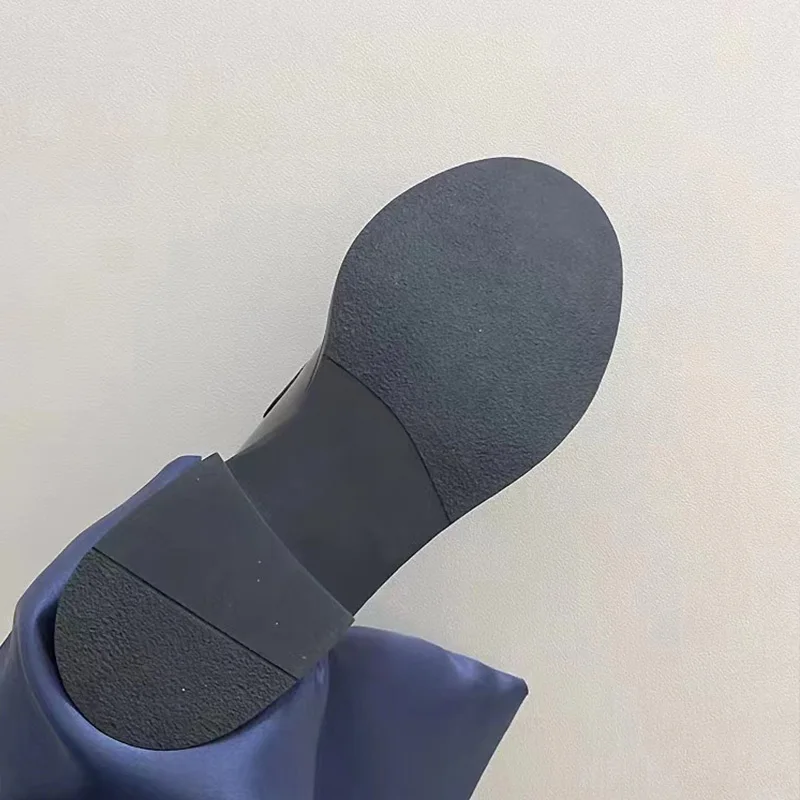 Luxury single platform shoes moccasins female leather Spring and Summer one step thick heel black british small leather shoes