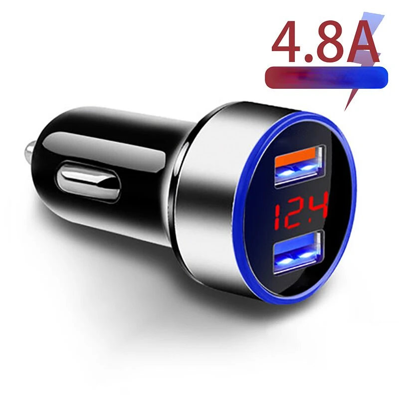 

4.8A 5V Car Chargers 2 Ports Fast Charging For Samsung Huawei iphone 11 8 Plus Universal Aluminum Dual USB Car-charger Adapter