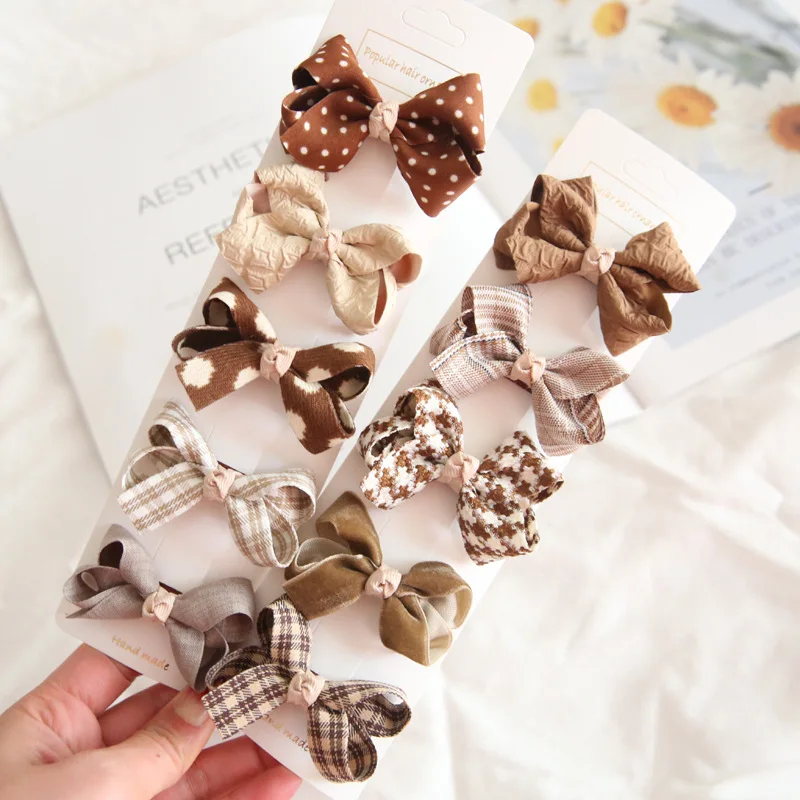 5/10Pcs Bowknot Baby Girl Hairpins Cute Floral Plaid Dot Children Hair Clips Hairpin Kid Barrettes Headwear Accessorie - купить по