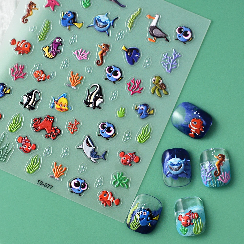 

Cute Cartoon Sea Animals 5D Nail Stickers For Girls Nail Decoration Self-Adhesive Slider TS-077