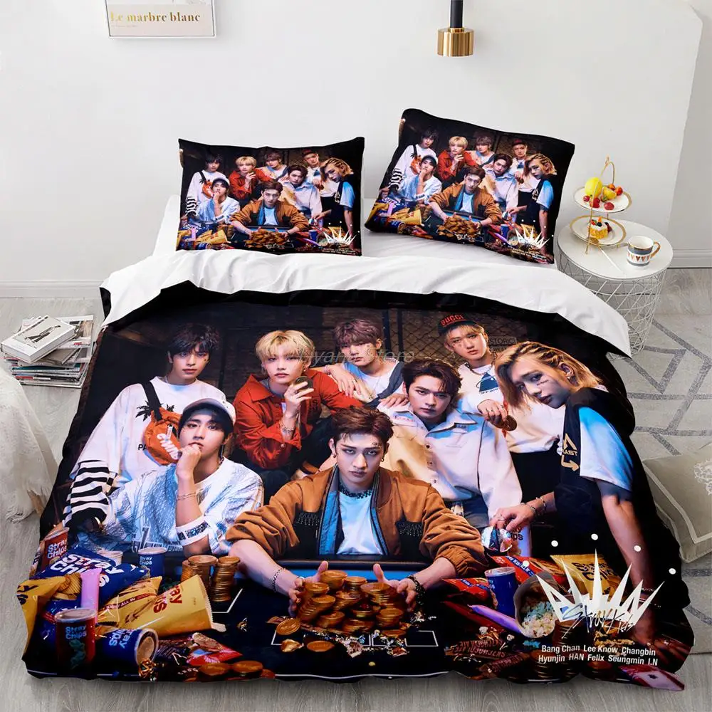 

Stray Kids Bedding Set Single Twin Full Queen King Size Kpop Hip Hop Bed Set Aldult Kid Bedroom Duvetcover Sets 3D Print 037