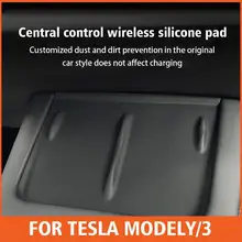 For Tesla Model 3 Y Silicone Wireless Charging Pad Non-Slip Mat Dust-Proof Charger Protect Cover Mat Car Interior Accessories
