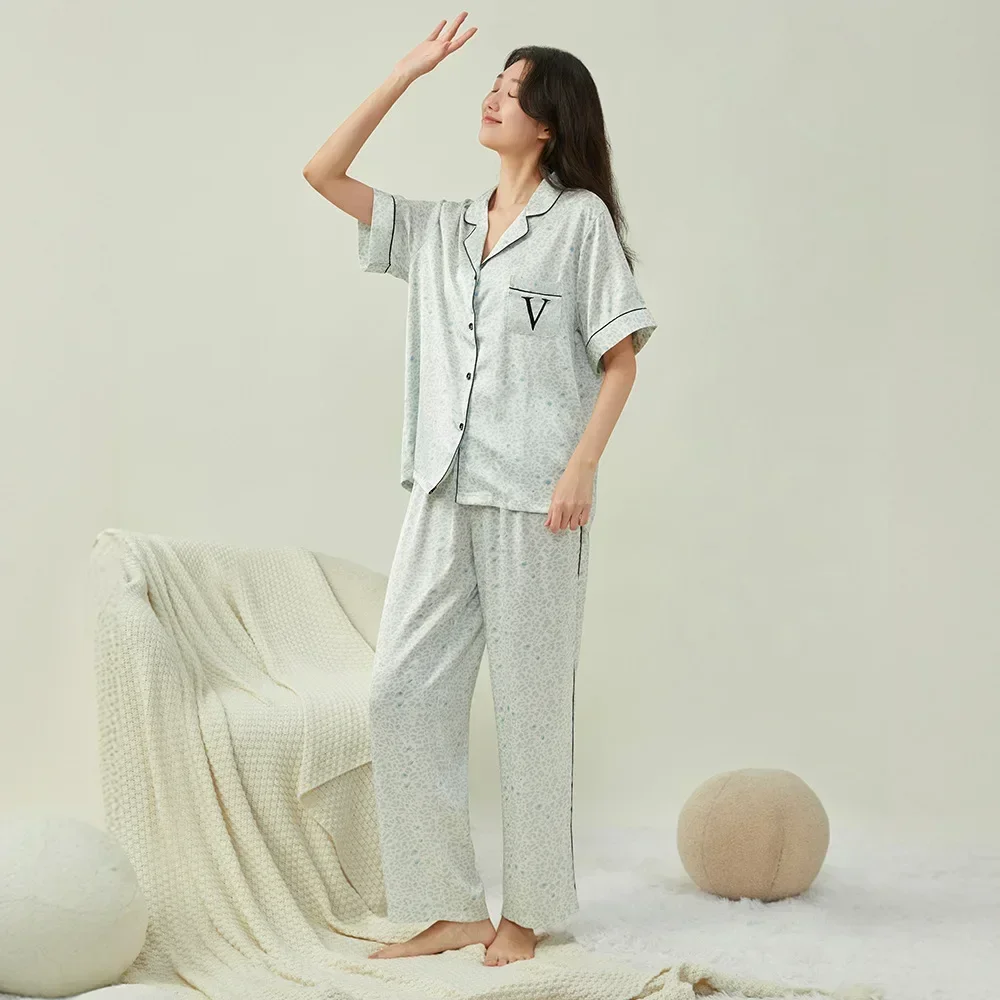 Женская пижама Secret с леопардовым принтом в одном стиле брюки короткими рукавами